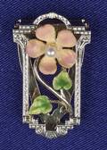Art Deco 14kt Bicolor Gold and Enamel Clip Krementz  Co