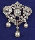 14kt Gold Diamond and Cultured Pearl PendantBrooch