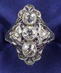 Art Deco Platinum and Diamond Three Stone Ring