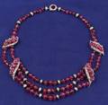Ruby Bead Diamond and Enamel Necklace
