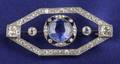 Art Deco Platinum Sapphire and Diamond Brooch