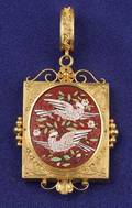 Antique 14kt Gold Micromosaic Pendant Locket