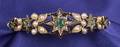 Antique 14kt Gold Emerald Diamond and Seed Pearl Bangle