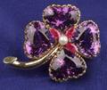 18kt Gold Amethyst and Ruby Pin
