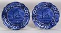 Pair of Pittsfield Blue Transfer Decorated Staffordshire Pottery Plates