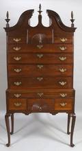 Queen Anne Mahogany Carved Scrolltop High Chest