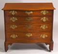 Transitional Mahogany Inlaid Serpentine Chest of Drawers