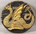Carved and Gilded Wooden Sea Serpent Figural Medallion