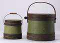 Two Painted Covered Pine Firkins
