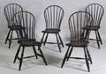 Set of Five Black Painted Bowback Windsor Side Chairs