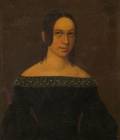 Attributed to Samuel Howes Massachusetts 18061881 Portrait of a Woman Wearing a Blue Dress