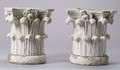 Pair of White Painted Carved Wooden Corinthian Capitals