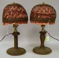 Pair of Woven Wicker Boudoir Table Lamps