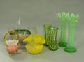 Seven Victorian Art Glass Table Items