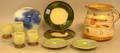 Six Asian Ceramic Items and a Set of Ten Soapstone Cups