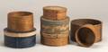 Seven Assorted Round Wooden Pantry Boxes
