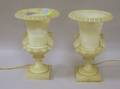 Pair of Carved Alabaster Campagna Urn Lamps