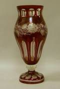 Bohemian Ruby Flash Cut Glass Vase