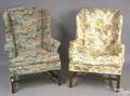 Two Chippendale style mahogany wing chairs