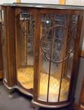 English Mid20th Century Mahogany Dshaped Mirrored Display Cabinet