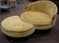 Modern Plush Upholstered Lounge Chair and Ottoman