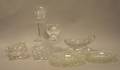 Seven Colorless BrilliantCut and Two Colorless Pressed Glass Table Items