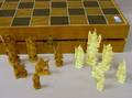 Chinese Carved Ivory Chess Set with Hardwood Game BoardCase
