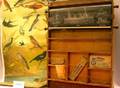 Late Victorian Childs Oak Learning Easel and a Set of Four Audubon Bird Charts