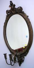 Victorian Oval Gilt Gesso ThreeLight Girandole Mirror