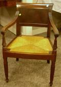 Regencystyle Mahogany Armchair with Woven Rush Seat