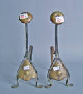 Pair of brass and wrought iron art nouveau andirons