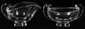 STEUBEN GLASS CREAMER  SUGAR BOWL