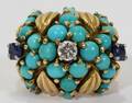 021125 YGOLD RING WITH TURQUOISE STONES DIAMOND