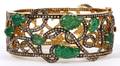 EMERALD  DIAMOND HINGED BRACELET EARLY 20TH C