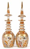 CONTINENTAL CRYSTAL MAGNUM DECANTERS 19TH C PAIR