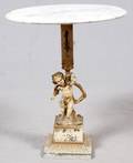 MARBLE TOP  FIGURAL PEDESTAL TABLE