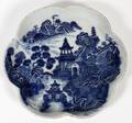 CHINESE BLUE  WHITE PORCELAIN LOBED DISH 18TH C
