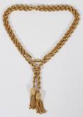 ITALIAN 14KT YELLOW GOLD ROPE NECKLACE W TASSEL