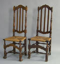 Two cedar bannisterback side chairs ca 1740
