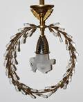 GILT METAL  CRYSTAL WREATHFORM CEILING FIXTURE