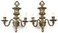PATINATED BRONZE TWOLIGHT SCONCES PAIR
