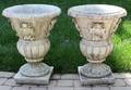CEMENT GARDEN URNS PAIR