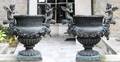 CLASSICAL STYLE LEAD FIGURAL GARDEN URNS PAIR