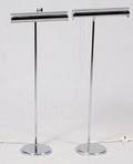 MIDCENTURY MODERN CHROME FLOOR READING LAMPS PAIR