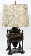 BRADLEY  HUBBARD METAL OIL LAMP ELECTRIFIED