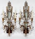BAGUES STYLE CRYSTAL  GILT METAL TWOLIGHT SCONCES