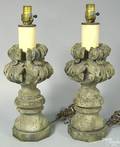 Pair of large carved and gilded electrified candlesticks