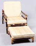 FICKS REED CO RATTAN LARGE ARM CHAIR AND OTTOMAN