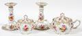 DRESDEN CANDLESTICKS TEAPOT  COVERED SUGAR BOWL
