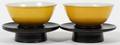 CHINESE IMPERIAL YELLOW PORCELAIN TEA BOWLS TWO